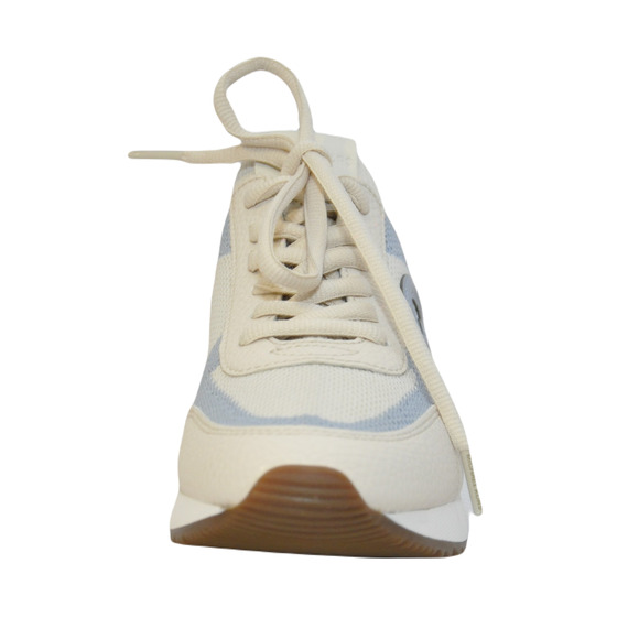Michael Kors Jenkins Stretch Knit Trainer Sneaker MK Charm Bombe Patch Pale Blue - Picture 4 of 7